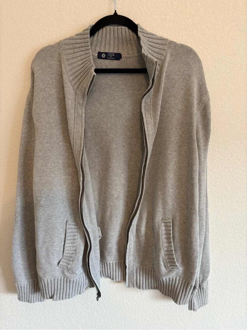 J.Crew Full Zip Sweater Gray Cotton Knit Cardigan Men’s XL